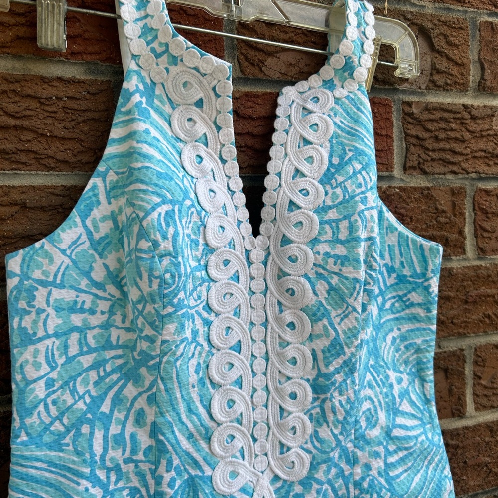 Lilly Pulitzer Valli stretch shift dress Succulent Blue Sea Cups size 2 - Picture 3 of 5